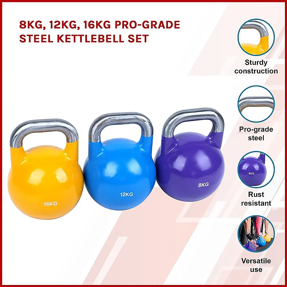 8KG, 12KG, 16KG Pro-Grade Steel KettleBell Set