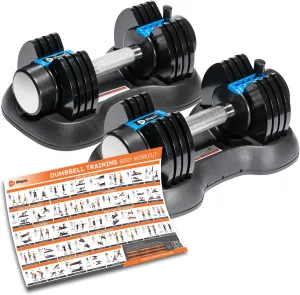 Adjustable Dumbbell Set, 5-in-1 Adjustable Free Weights Plates and Rack - Hand Weights for Women and Men - Dumbbell with (25 lbs Pair)