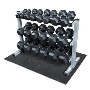 Body-Solid 5-50lb. Rubber Dumbbell Package with Rack