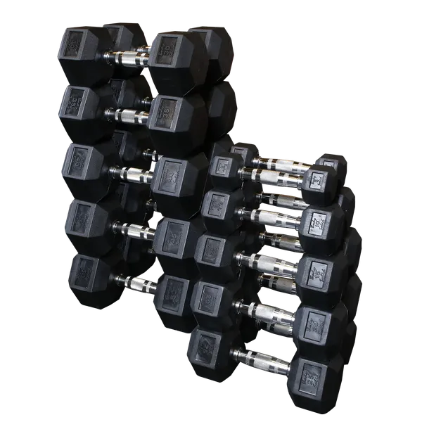 Body-Solid Rubber Coated Hex Dumbbell PACKAGE (235 Kg)