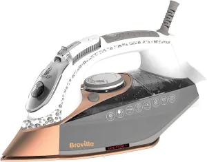 Breville Diamond Xpress Steam Iron  400 ml Easy-Fill Water Tank White & Rose Gold