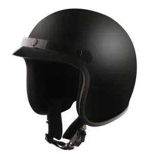 Detour Helmets D.O.T. Flat Black 3/4 Helmet for Motorcycle Riders with Visor