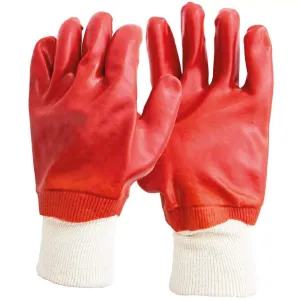 Hand Gloves Red PVC Dipped Gaunlet 10.5"