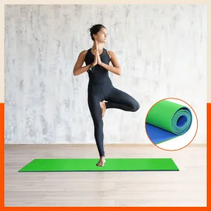 Kriya Classic Yoga Mat | Ink Blue & Lime Green (Size: 24” x 72” Thickness: 6mm)