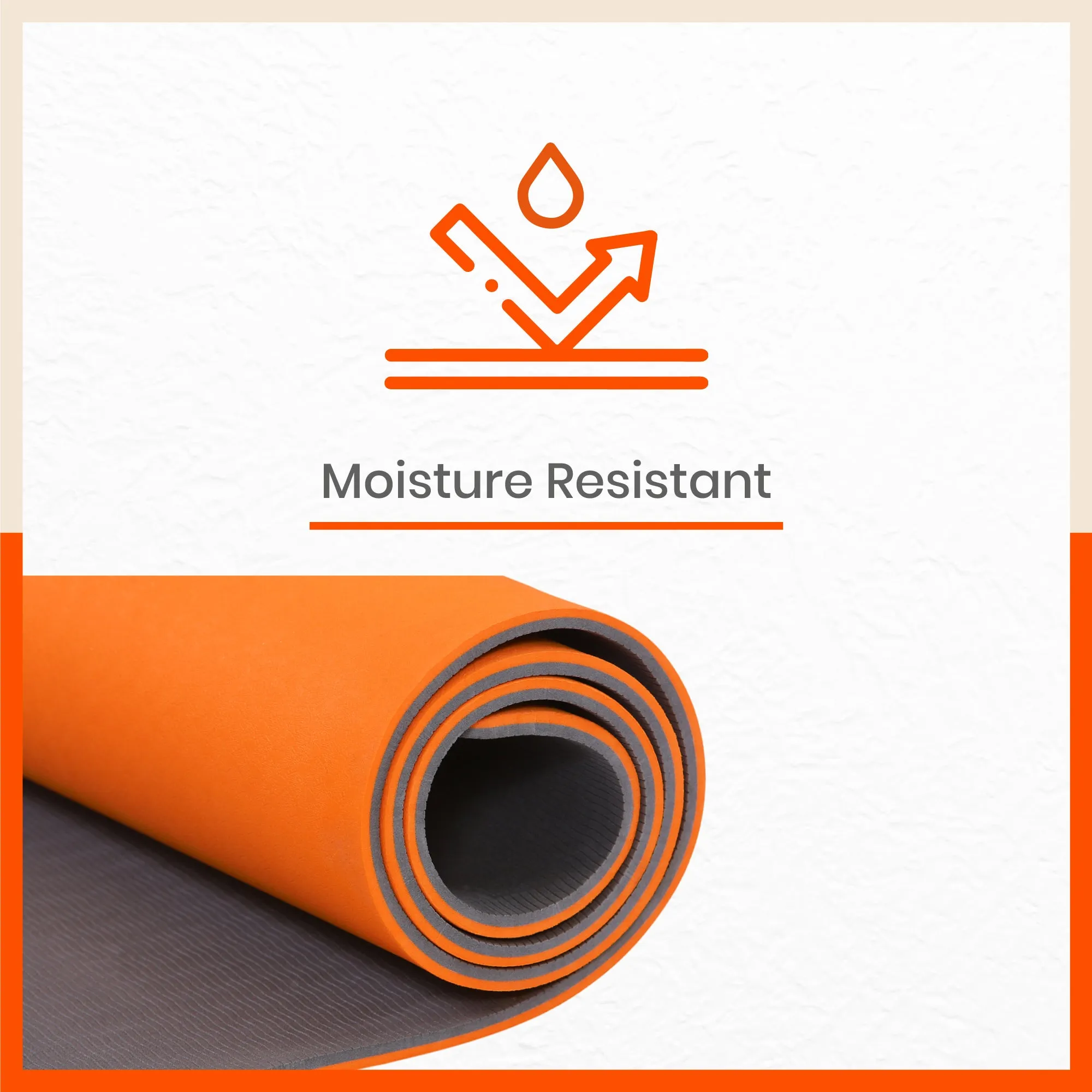 Kriya Classic Yoga Mat | Orange & Grey (Size: 24” x 72” Thickness: 8mm)