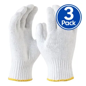 MAXISAFE Bleached Knitted Poly Cotton Liner Gloves Large x 3 Pack