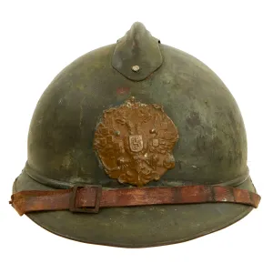 Original Rare Russian WWI 1st Issue M-1915 French Adrian Helmet with Russian Plate