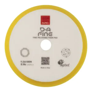 Rupes Bigfoot 180mm Fine Yellow Hook & Loop Polishing Pad - 9.DA180M